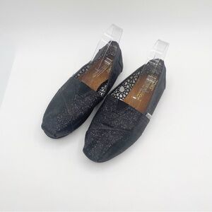 Toms Black Glitter Slip-On Shoes Casual Shoes Black Comfortable Shoes Size 8